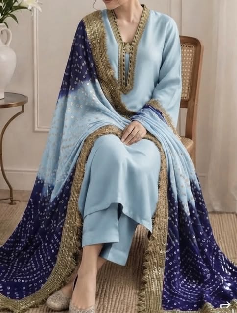 Casual Pret – kurta set with bandhani dupatta