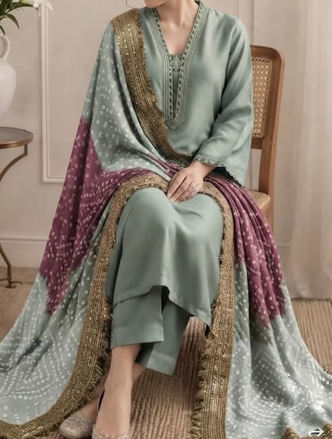 Hariyali – Casual Pret, Kurta Set Bandhani Dupatta