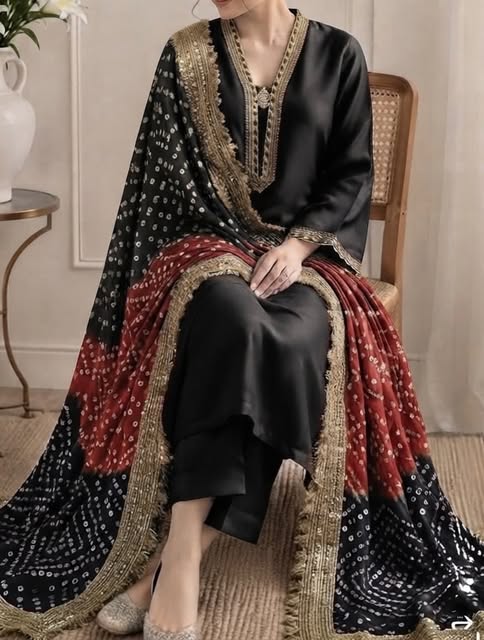 Shab – Casual Pret, Kurta Set Bandhani Dupatta